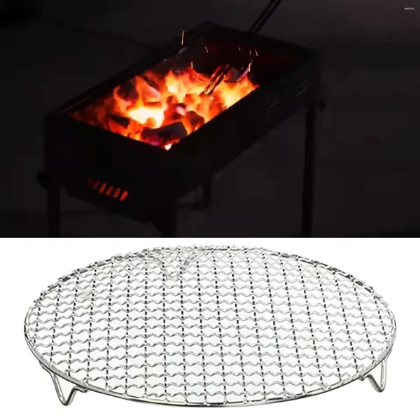 Esteras de mesa accesorios de freidora de aire estantería de vapor de vapor acero inoxidable 304 bandeja de rejilla de rejilla de parrilla para horno redondo