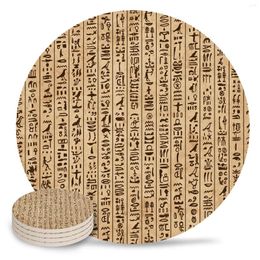 TABLEAU MATS ANCIENNE ÉGypte Hiéroglyphes Retro Style Ceramic Set Coffee Tea tasse Coasters Accessoires de cuisine Round Placemat