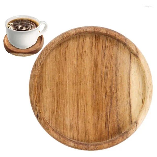 Tapis de table Anti-brûlure Sous-verres en bois Tasse ronde Décor de bière en bois d'acacia avec lèvre empilable Boisson moderne