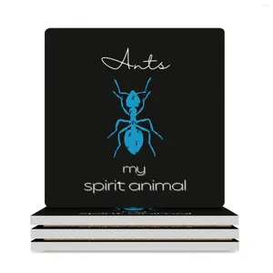 Tapis de Table avec autocollant fourmis mon esprit Animal, sous-verres en céramique (carrés), tapis pour plats, tasse mignonne, tasses à thé en céramique