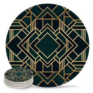 Tapis de Table sous-verres Art déco, napperons imperméables pour décoration de noël, café en céramique