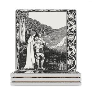 Table Mats Aubrey Beardsley - Sir Lancelot et The Witch en céramique Coasters (carré) pour tasses Set Eat Pot Tile