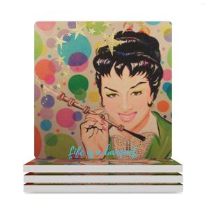 Tafelmatten tante Mame Rosalind Russell Life Banquet Citaat Gift Card Ceramic Coasters (Square) Eat Flower