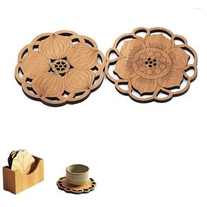 Tapis de table bambou Lotus boisson sous-verres tapis napperon en bois accessoires de cuisine décoration maison tasse