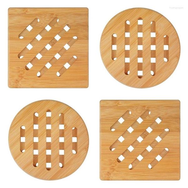 Tapetes De Mesa Posavasos De Bambú Lugar Resistente Al Calor Cuadrado Y Redondo Hecho De Madera Para Platos