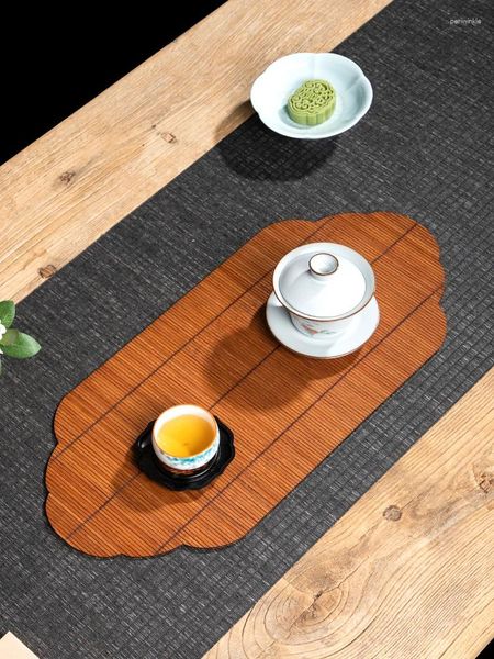Tapetes de mesa Camino de té de bambú Estera Zen japonesa Pintura grande Seda Pequeño Paño chino retro