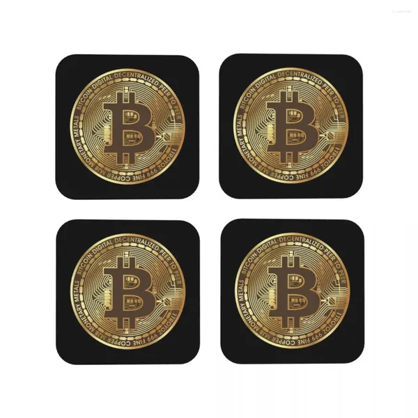 Tapetes De Mesa Bitcoin - Posavasos De Monedas Físicas, Manteles Individuales De Cuero para Café, Tazas, Vajilla, Accesorios De Decoración, Almohadillas para El Hogar, Cocina, Bar