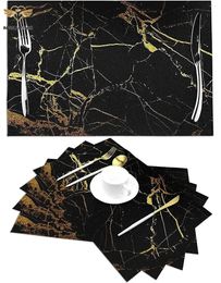 Table Mats de table Black Gold Marble Placemats For Dining Ensemble de 4 Cuisine non glissante à chaleur lavable Woven Woven