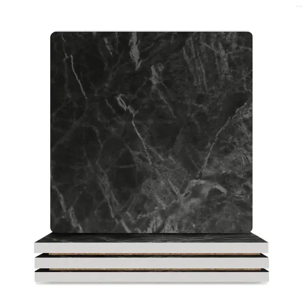 Table Mats Black Marble Design Coasters en céramique (carré) en vrac kawaii mignon pot