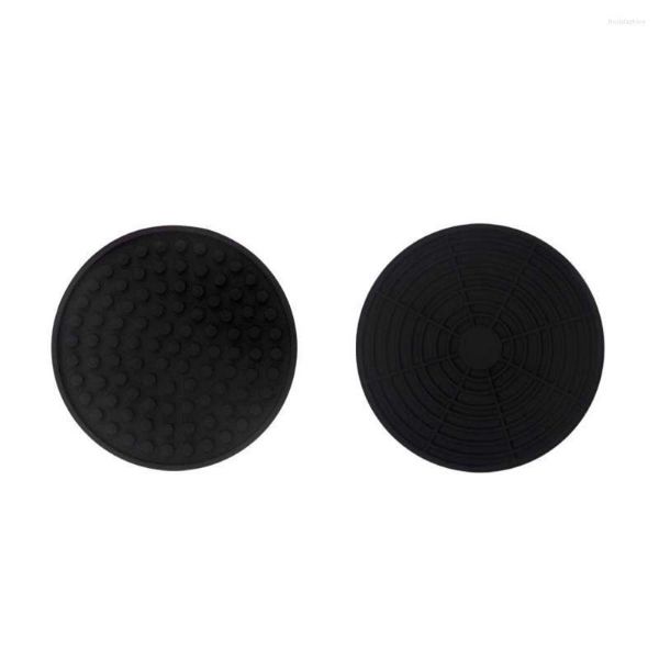 Tapetes de mesa Posavasos de silicona negros Redondez Diseño antideslizante Almohadilla aislante 4,3 pulgadas
