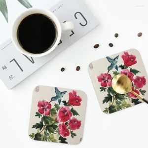 Table Tableau Blue Hummingbird Coasters Cuisine Placemats Imperpose Insulation Caxe Café pour décor Tax de table de table Home Table de 4