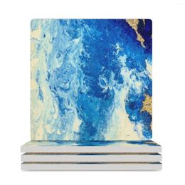 Table Mats de table en marbre bleu Coasters en céramique (carré) Migne de boisson à tasse mignonne tasse
