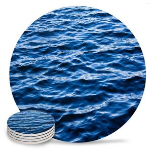 Tafelmatten blauw zeewater golf landschap ronde koffie keuken accessoires absorberende keramische onderzetters
