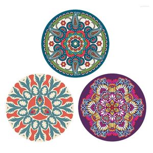 Tafelmatten Boheemse patroon Ronde geweven Ramie Placemats Anti Slip Dining Bowl Pads Drink Cup Coasters voor boerderij