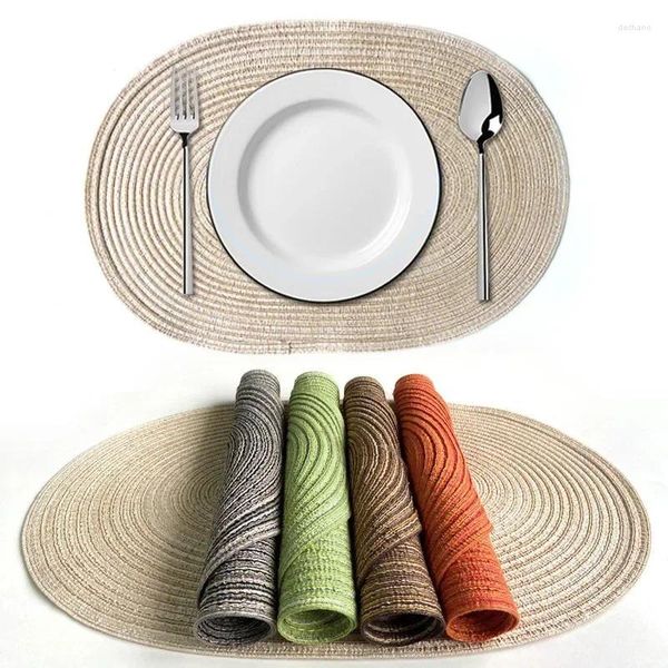 Mattes de table Boho Ovale Round Placemat Ferme de jute tissée Fringe avec tapis de place à la gamme pour salle à manger Décor de cuisine folk