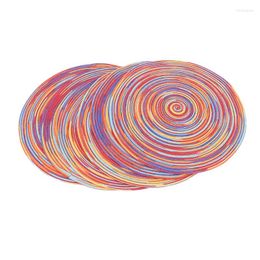 Tafelmatten gevlochten kleurrijke ronde plaats voor keuken eetloper warmtisolatie niet-slip wasbare wastafel placemats set van 6