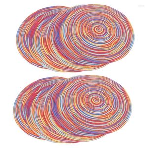 Tapis de table tressé coloré rond pour cuisine salle à manger coureur isolation thermique napperons lavables antidérapants ensemble de 12