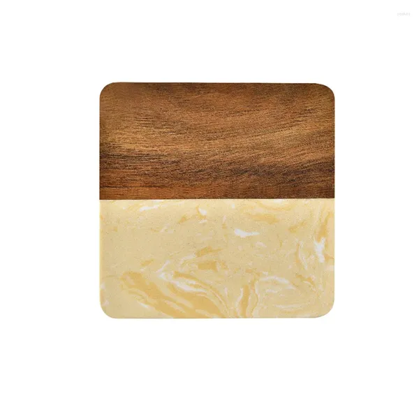 Tapetes de mesa Posavasos de marca Madera 9.8 9.8cm10 10cm Almohadilla para taza Mármol resistente al calor Celebración de empalme sólido