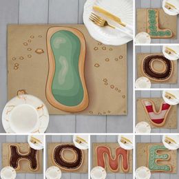 Placemats Snoep Kleur Koekjes Brief Patroon Keuken Placemat Koffie Thee Eetkamermat 32x42 cm Katoen linnen Pad Home Decor