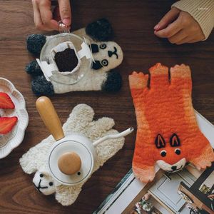 Alfombras de mesa de dibujos animados animales hechas a mano tormenta de mantel de fieltro de tía de café almohadilla de escritorio de la oficina del escritorio accesorios del escritorio del escritorio regalo de Navidad