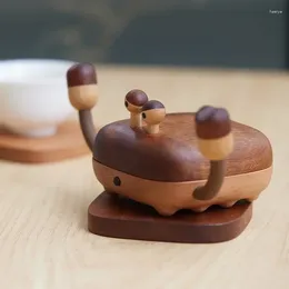 Alfombras de mesa Cartoon Ceremonia de té aislada aislada Saucer de madera Lindo creador de regalo para el hogar