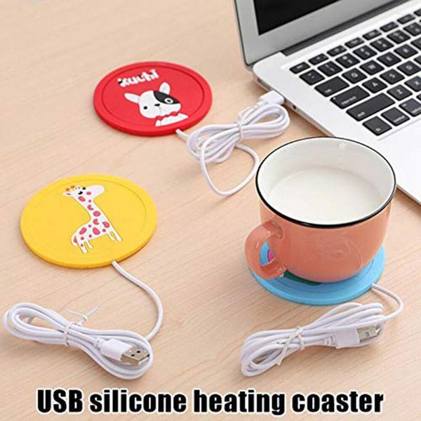 Tapis de table dessin animé motif USB chauffage isolation thermique 90x90mm tasse à café mignon Portable lait chaud tapis chauffant