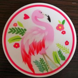 Tafelmatten cfen a's flamingo's ronde vorm siliconen dranken onderzetters koffie beker mat kussen thee 4 stcs