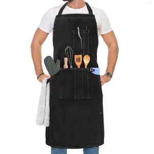 Tafelmatten chef schort voor mannen keuken met zakken vrouwen grote unisex canvas kookgrilling bbq bakken aangepaste schorten