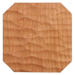 Tapis de table en bois de cerisier, tapis à thé en bois massif sculpté à la main, soucoupe créative faite à la main