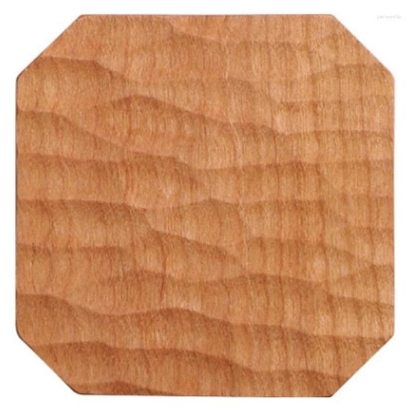 Tapetes de mesa de madera de cerezo, tapete para té tallado a mano de madera maciza, platillo creativo hecho a mano-ABUX