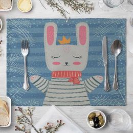 Tapetes de mesa para niños, diseño de estilo animal lindo 01, mantel individual, tela de lino de algodón, Vajilla de cena familiar, tapete de cocina WJY