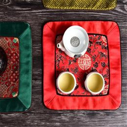 Tafelmatten Chinees Dining Mat Patchwork Luxe Vintage vierkante isolatiekussen Natural Mulberry Silk Placemats Keukenaccessoires