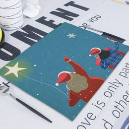 Tapis de table dessin animé de noël individuel joyeux père noël imprimé tapis de tasse enfantin pour les napperons de cuisine tampons