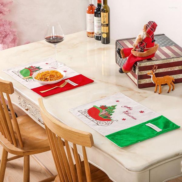Materias de mesa decoración navideña de lino americano decoración individual del mantel individual para el año de la sala de estar 2023