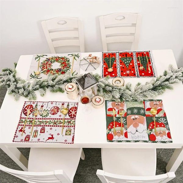 Table Table Christmas Fourniture de décoration de maison Tricoting Placemat Dining Mat Pad Bowl Cup de décoration Cadeau