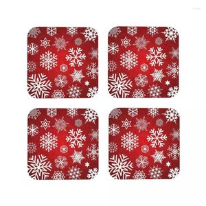 Tapis de Table flocons de neige de noël, résistant à la chaleur, pour ustensiles alimentaires, plats de cuisine, serviettes, café