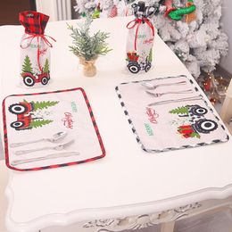 Tapis de table arbre de noël voiture véhicule impression rectangle tapis plat bol napperon décor accessoires de noël