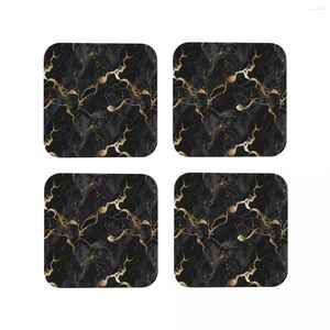 Tapis de table Sous-verres en marbre noir et or classiques Tapis de café Napperons en cuir Tasse Vaisselle Décoration Accessoires Tampons pour la cuisine à domicile