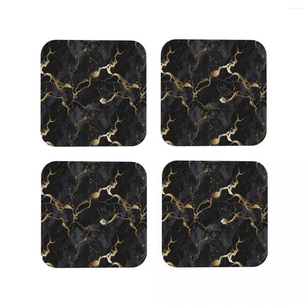 Tapis de table Sous-verres en marbre noir et or classiques Napperons de cuisine Tasse d'isolation imperméable à café pour la décoration des tampons de vaisselle à la maison