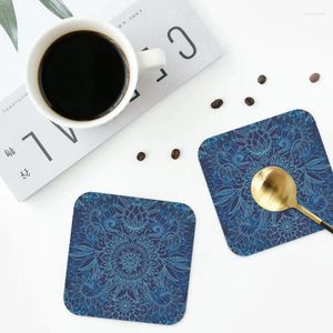 Table Mats Cobalt Blue Purple Coasters PVC Cuir Placemats Isolation non glisser Coffee Home Kitchen Dining Tamps
