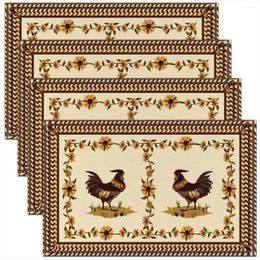 Table Table Mattes Placemats Ensemble de 4 animaux de ferme Place lavable Place lavable 12x18 pouces pour les décorations à manger florale florale