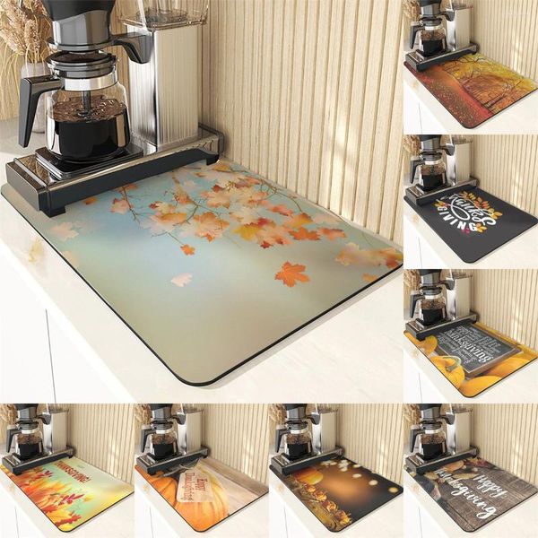 TABLE MATS CAFECATION POPRIMINE AUTOMNE CHARGE DRAGE DRAGET CUISINE COMPTENDRE ABSBORBANT ABSORBANT NON SLIP FORESSE lavable