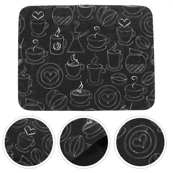 Tapetes de mesa con impresión de café, tapete de drenaje antideslizante para encimera de cocina, máquina de Bar, secado absorbente (30 40 negro A), herramientas para escritorio