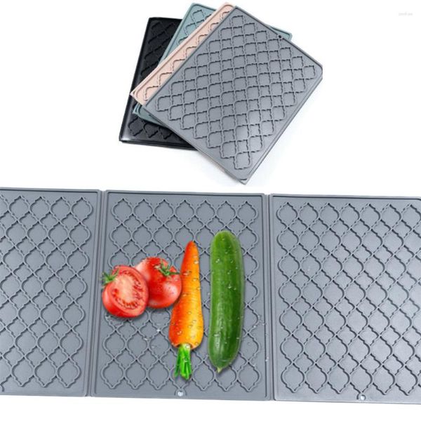 Tapis de table pliable Silicone plat tapis de séchage de qualité alimentaire pliable égouttoir cuisine comptoir évier pour plats baguettes