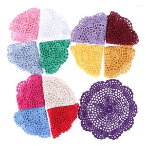 Tapis de Table couleur Crochet fleur dentelle coussin isolant napperon coton tissu pour vacances noël tapis de cuisine