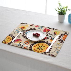 Tapetes de mesa, tapete de lino y algodón, estilo del sudeste asiático, almohadilla aislante para comedor, cuenco, decoración, accesorios de cocina