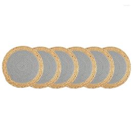 Tapis de table Pot en coton tissé à la main de sous-verres Isolation thermique antidérapant Set de table rond Set 6