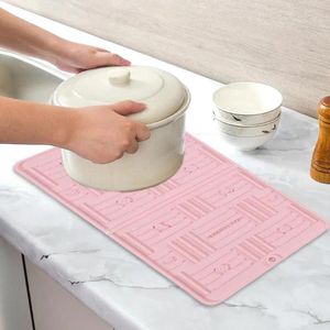 Tapetes de mesa para el hogar, tapete para prevención de derrames, fregadero de cocina, drenaje de silicona plegable, almohadilla de secado resistente al calor