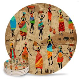 Tapetes de mesa creativos para mujer africana danza cultura jarrón bebida taza de café tapete té Pad comedor manteles decoración elegante