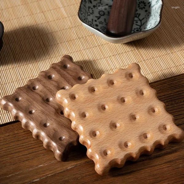 Tapis de Table créatif en noyer, tasse à biscuits, maison, résistant aux hautes températures, thé, café japonais, anti-vaisselle